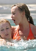 Chanelle Hayes in orange bikini