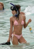 Eva Longoria in snorkeling in pink bikini