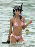 Eva Longoria in snorkeling in pink bikini