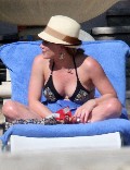 Hilary Duff in black bikini