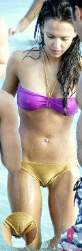 Jessica Alba in bikini at the beach