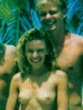 Kylie Minogue nude in topless at the beach - young