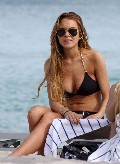 Lindsay Lohan in black bikini