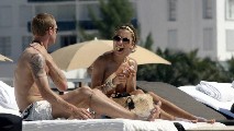 Oksana Andersson nude in Topless sunbathing