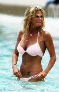 Rachel Hunter in pink bikini
