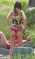 Rebecca Gayheart nude in Topless sunbathing