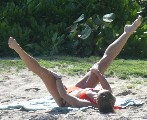 Rebecca Gayheart nude in Topless sunbathing