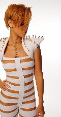 Rihanna in Stripes suit