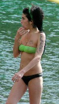 Amy Winehouse in green bikini