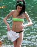 Amy Winehouse in green bikini