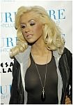 Christina Aguilera in Skin tight grey dress