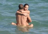 Jessica Alba in bikini at the beach