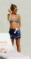 Jennifer Aniston in green bikini