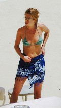 Jennifer Aniston in green bikini