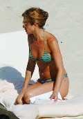Jennifer Aniston in green bikini