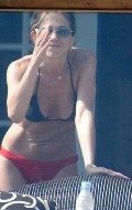 Jennifer Aniston in red black bikini