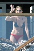Jennifer Aniston in red black bikini