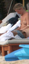 Kate Moss nude in Topless sunbathing