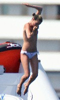 Kate Moss nude in topless at the beach