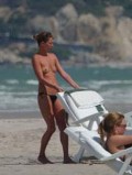 Kate Moss nude in topless at the beach