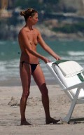 Kate Moss nude in topless at the beach