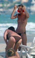Kate Moss nude in topless at the beach