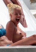 Lily Allen nude in Topless swimming