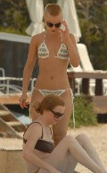 Mena Suvari in bikini at the beach