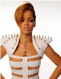 Rihanna in Stripes suit