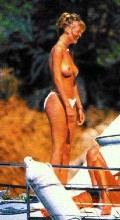 Claudia Schiffer nude in topless on a yacht