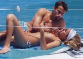 Eleonora Pedron nude in topless on a yacht