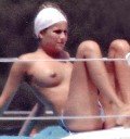 Eleonora Pedron nude in topless on a yacht