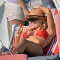 Emma Rigby in red bikini
