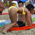 Michelle Heaton in bikini at the beach
