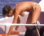 Paola Perego nude in topless on a yacht