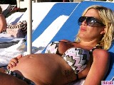 Tori Spelling in Preggers in Bikini Showing Tattoo