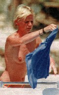 Zoë Ball nude in Topless sunbathing