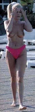 Bárbara Rey nude in topless at the pool