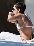 Pink in white bikini