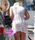 Pink in Pink's sexy leg tats and see though dress