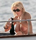 Rita Rusic nude in topless on a yacht