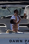 Pink in white bikini